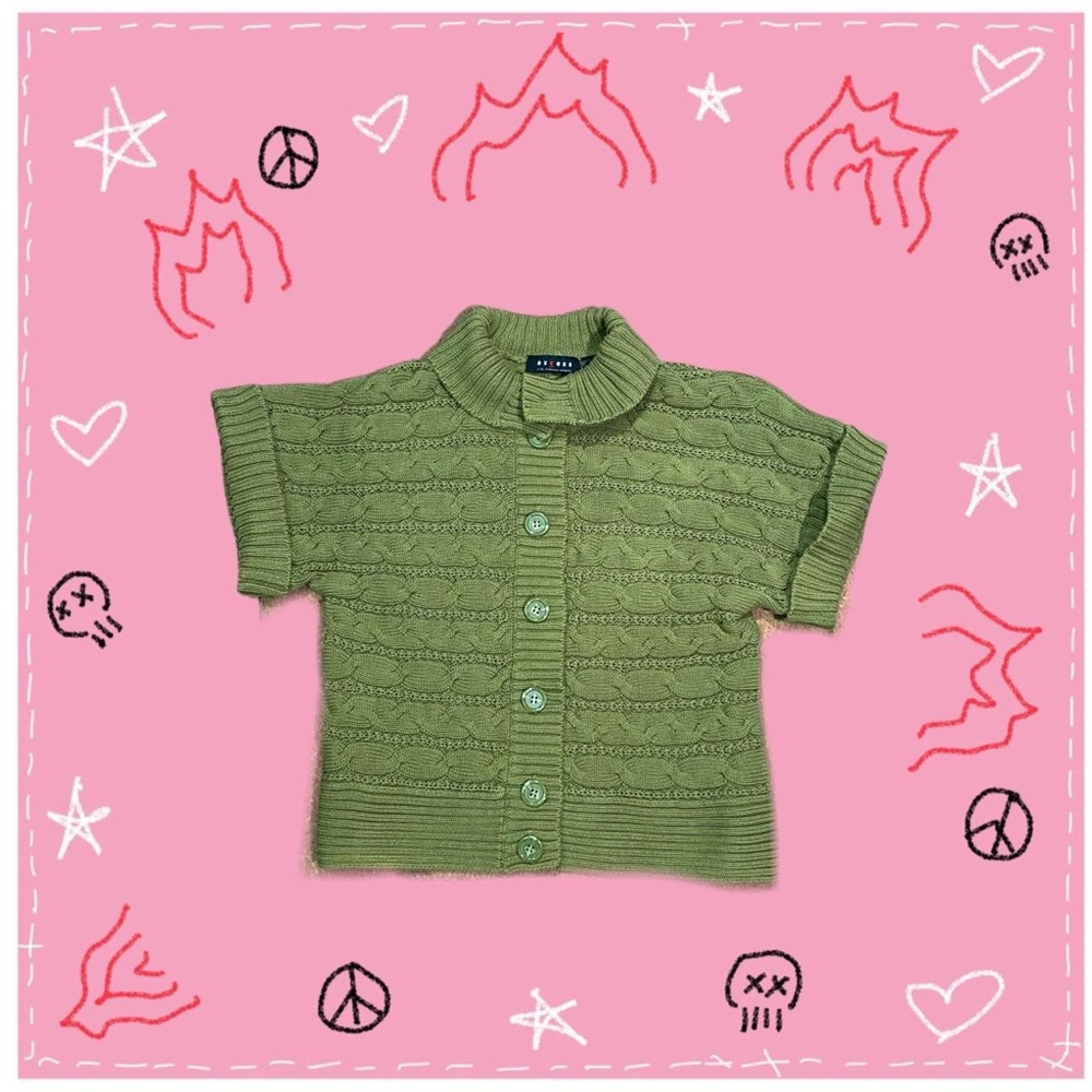 sage green knit top